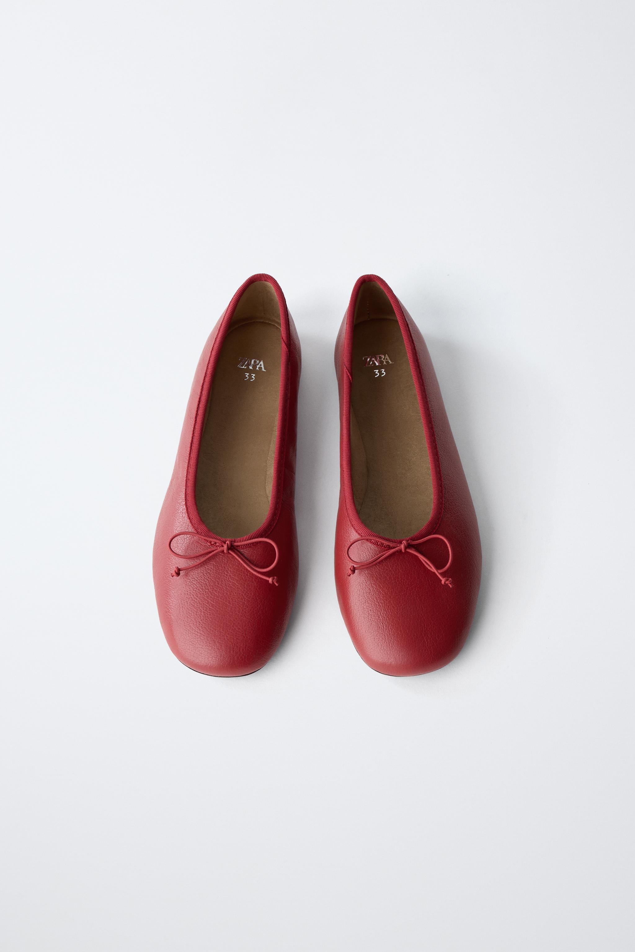 リボン付きバレエシューズ - レッド | ZARA Japan / 日本
