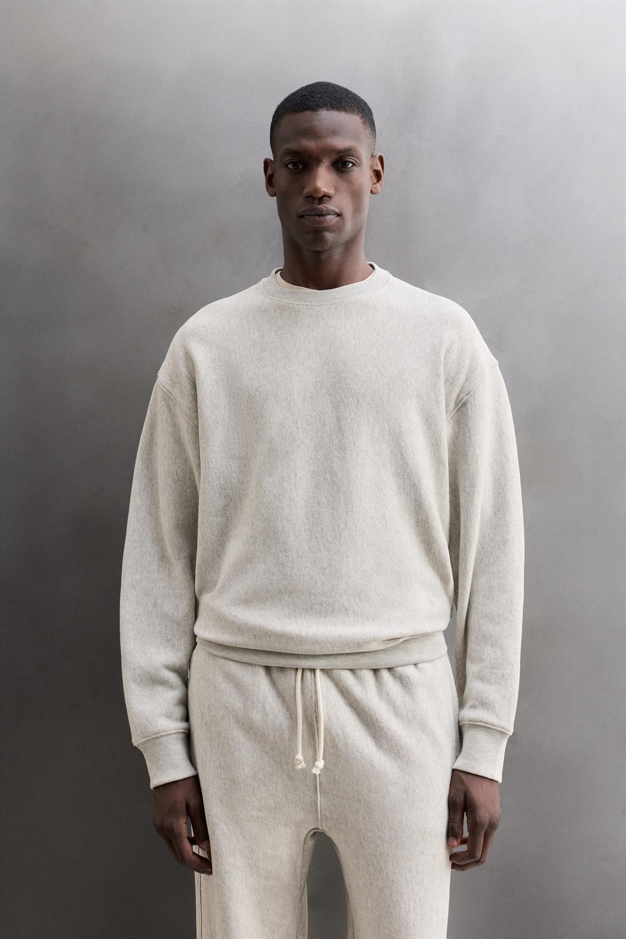 RELAXED FIT CREWNECK SWEATSHIRT — Gray marl