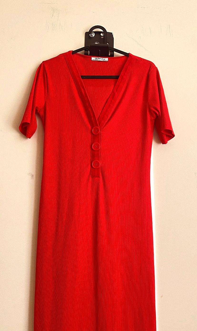 RIBBED DRESS WITH BUTTONS - Image 4