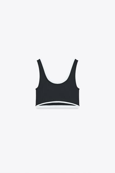 TOP CROP DEPORTIVO EFECTO DOBLE - Negro / Blanco de Zara
