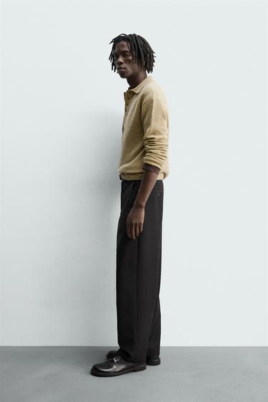 POLO EN MAILLE 100 % LAINE - Vert clair de Zara - Image 3