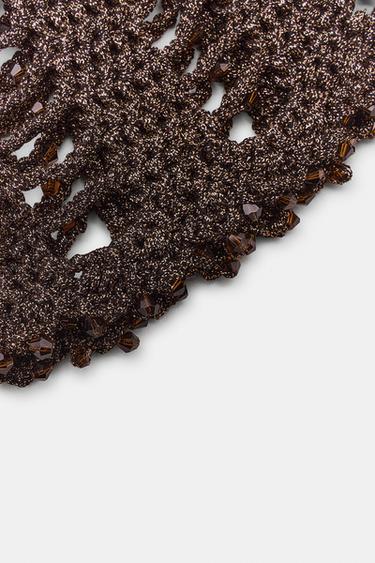 BONNET CASQUETTE CROCHET FANTAISIE - Marron de Zara - Image 3