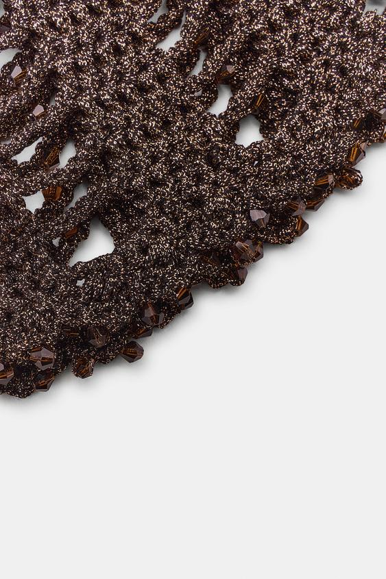 BONNET CASQUETTE CROCHET FANTAISIE - Marron de Zara - Image 3