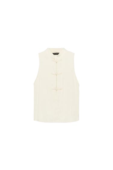 SATIN TOP WITH FIREMAN CLASP - Oyster-white by Zara