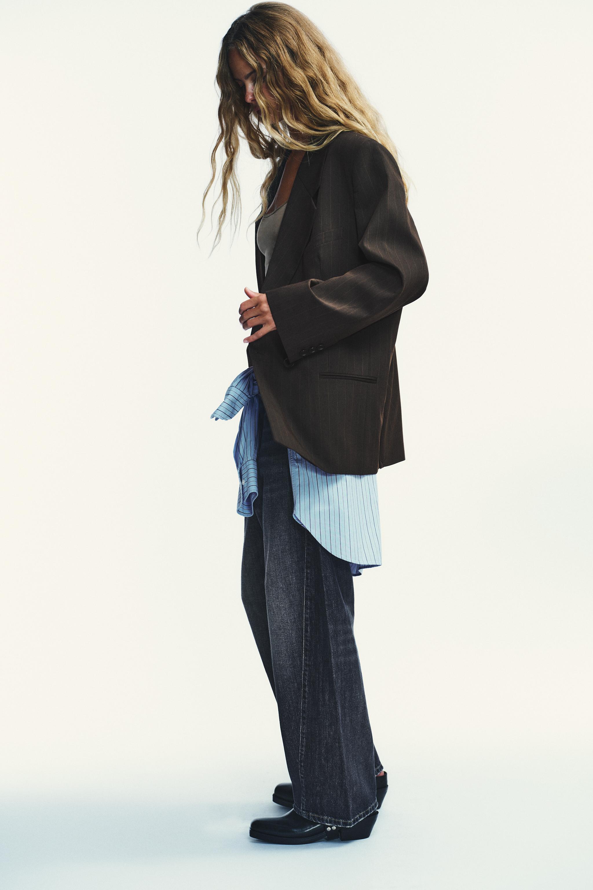 OVERSIZED PINSTRIPE BLAZER - Brown | ZARA United States