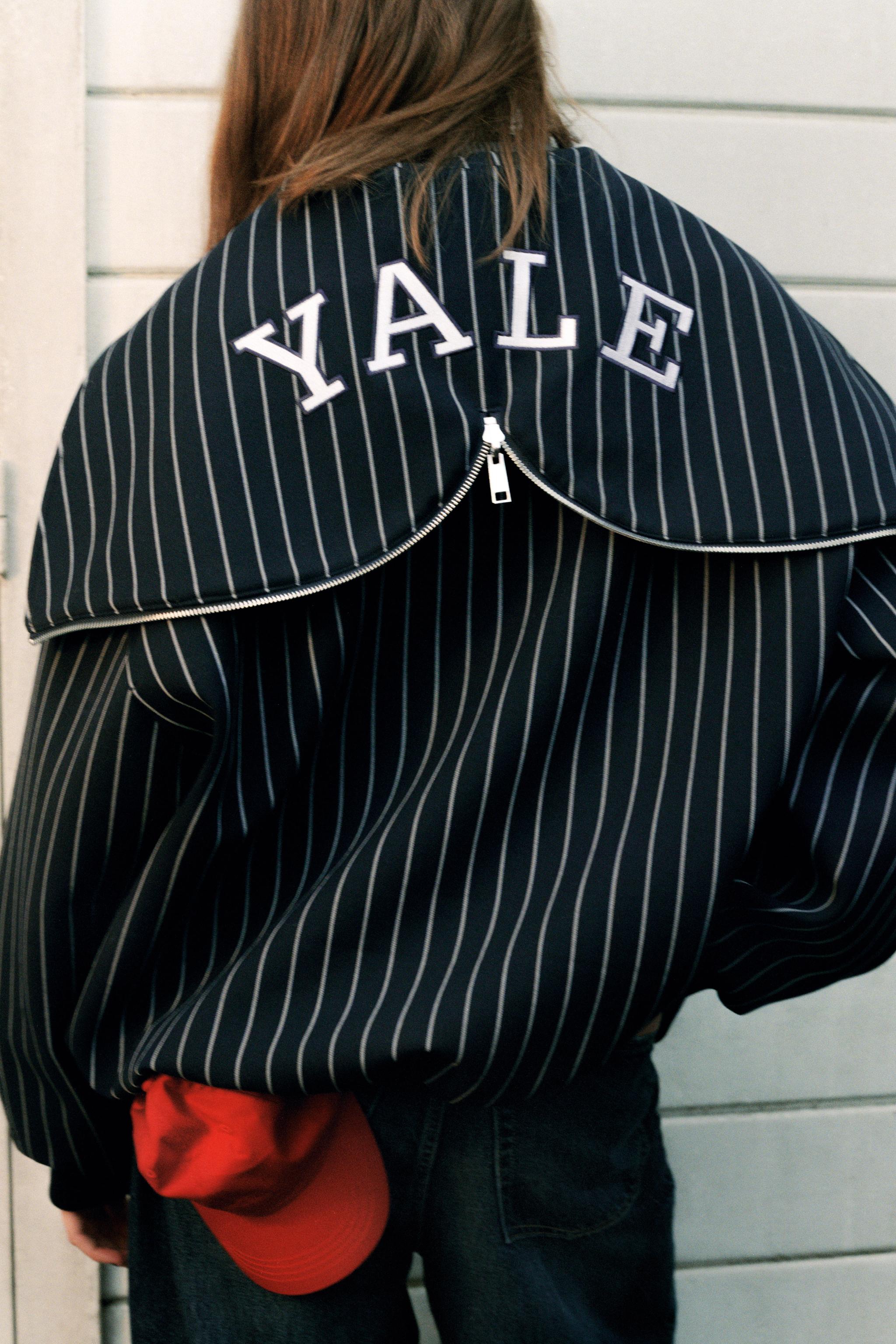 【ZARA】YALE ストライプ ボンバージャケット YALE™ STRIPE BOMBER JACKET - Navy blue | ZARA Australia