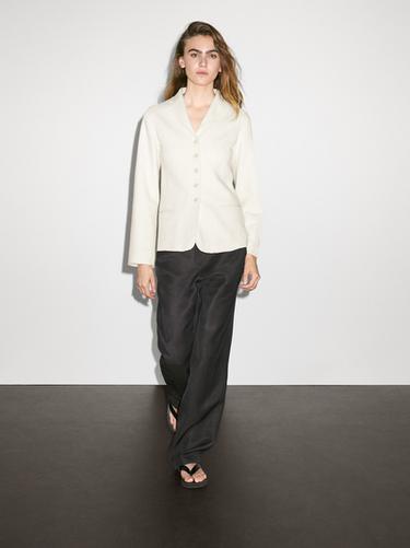 Zara Fine wool blend blazer - Ecru - Image 0