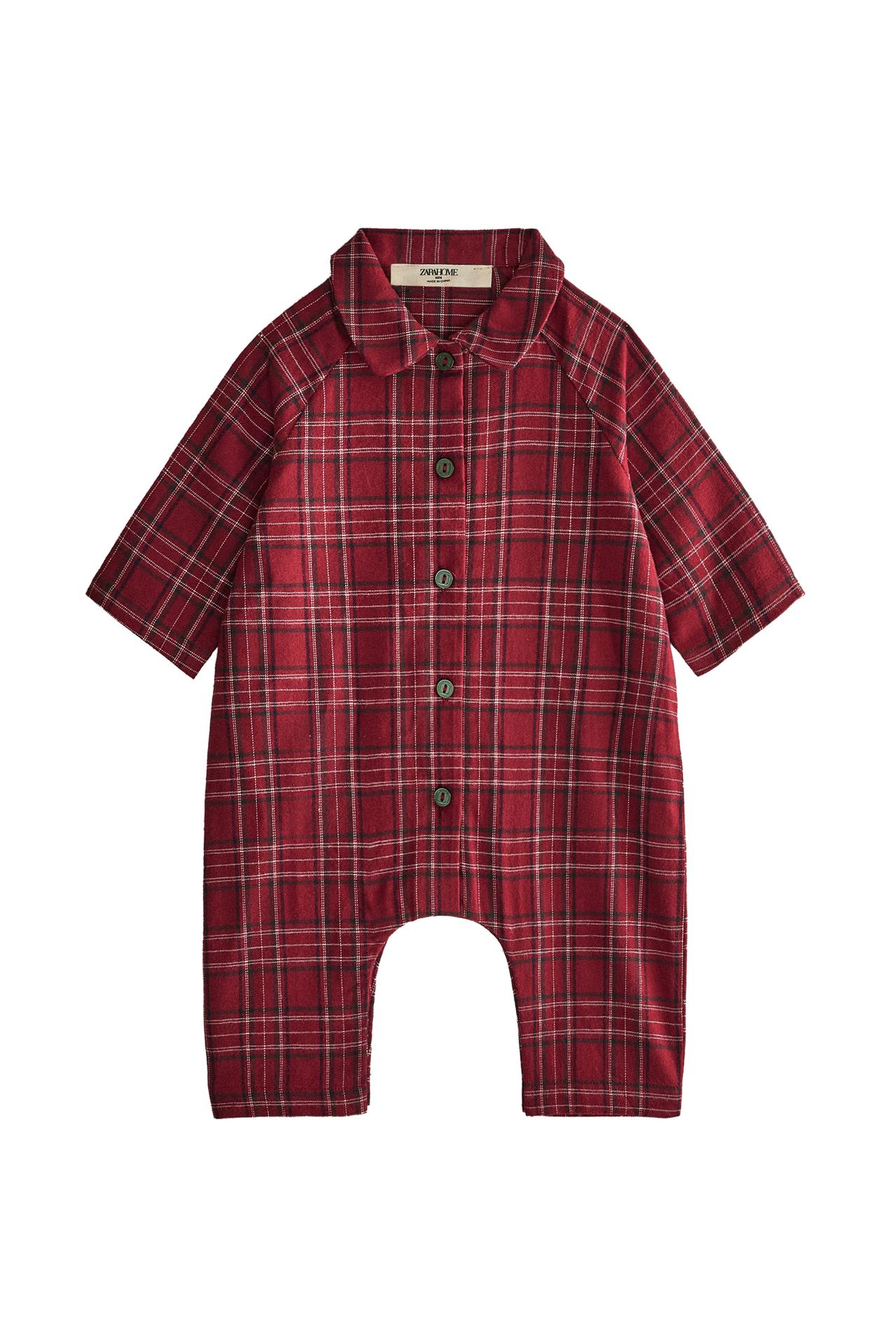 BABY CHRISTMAS CHECK FLANNEL ROMPER