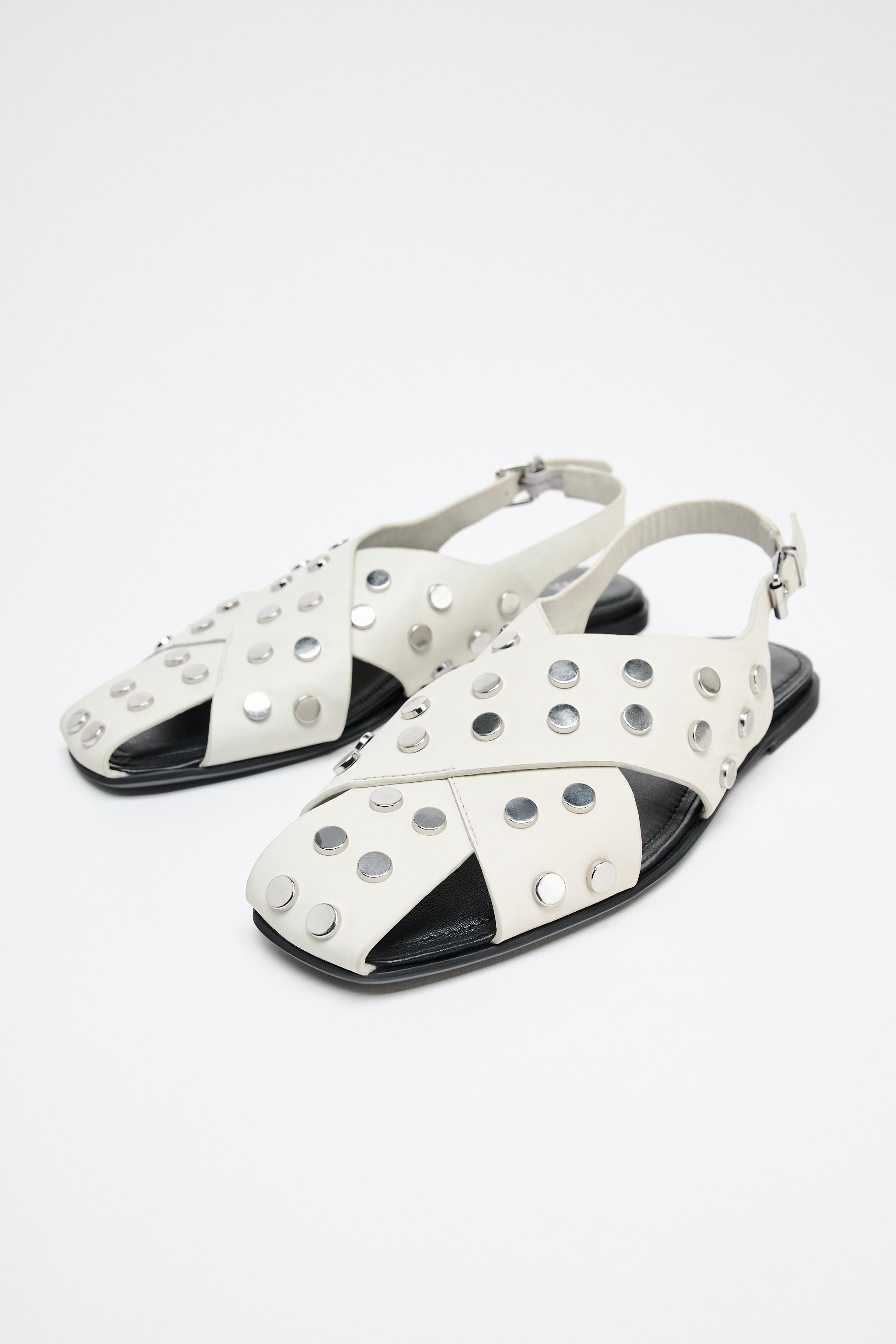 ZARA スタッズ付きレザーフラットサンダル 3630/510 スペイン発送 ZARA レザースタッズフラットサンダル 今季新作