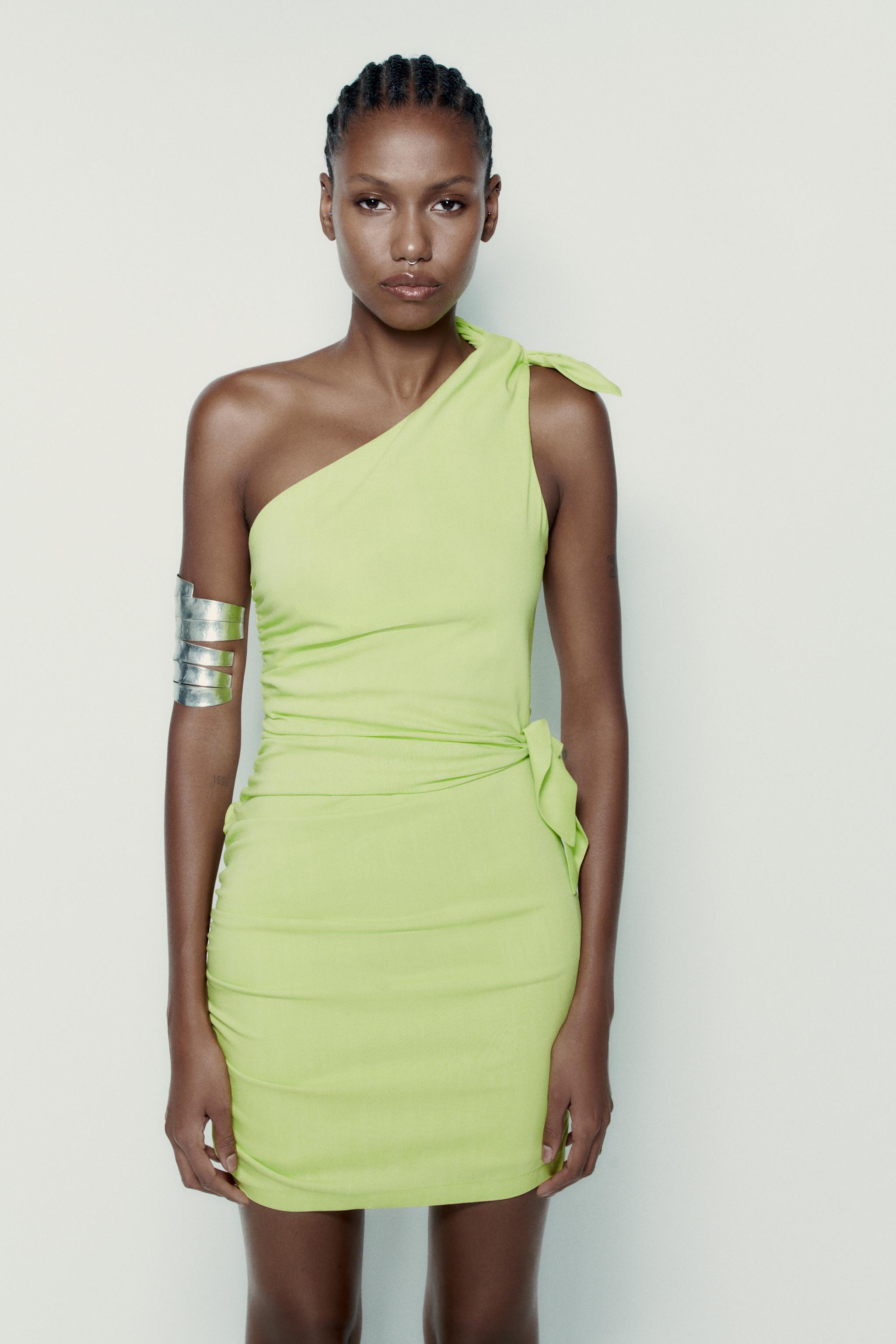 Green mini dress zara sale