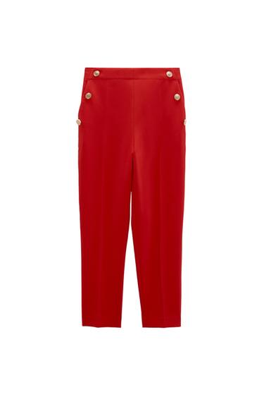 STRAIGHT TROUSERS WITH METAL BUTTONS