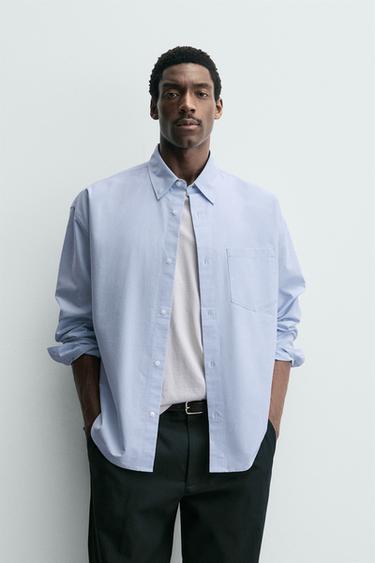 Zara 寬鬆版牛津襯衫 - 淡藍色