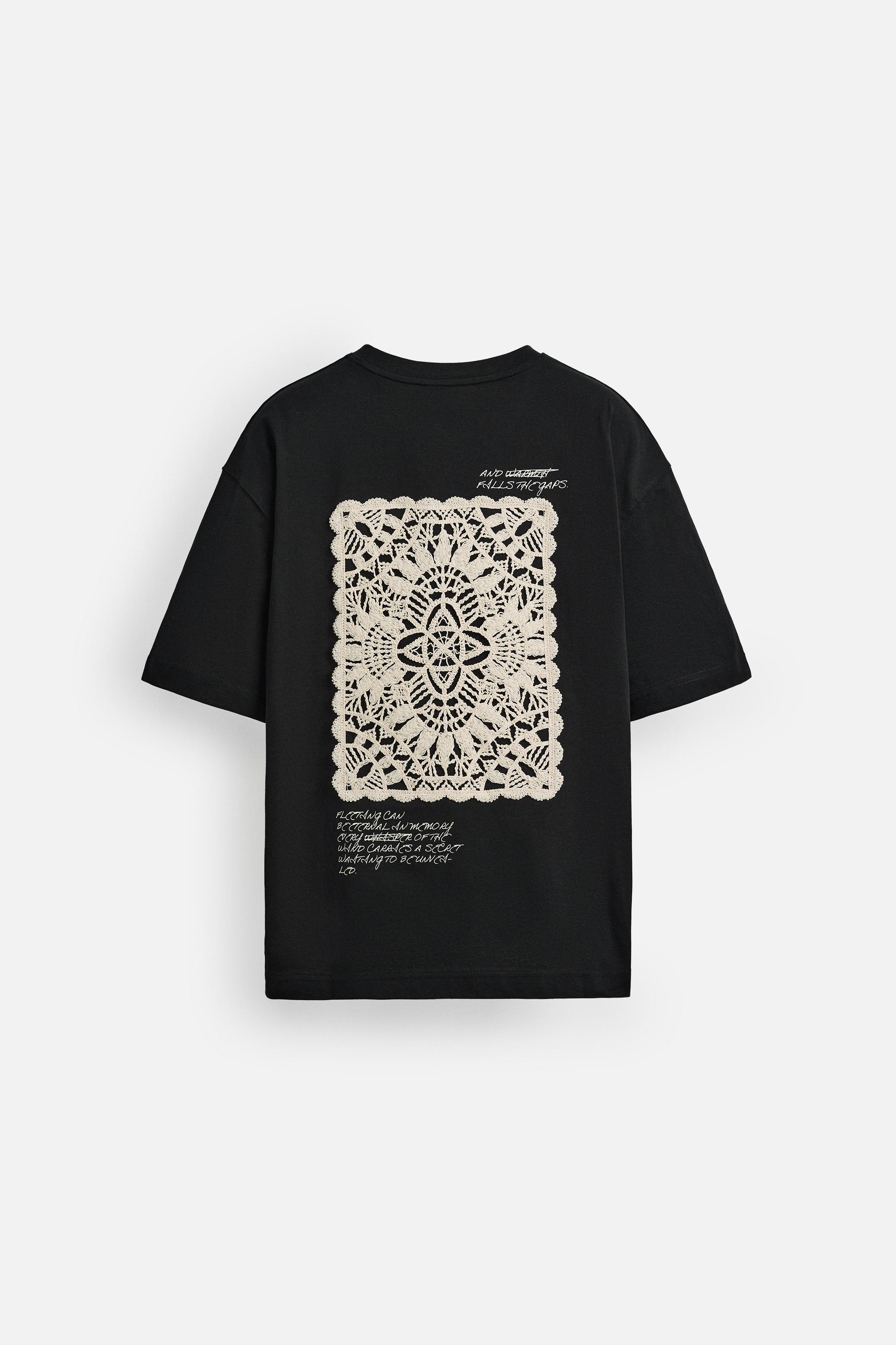 【ZARA】クロシェットパッチ付きTシャツ ブラック|5584/433/800 TECHNICAL POCKET SHIRT - Black | ZARA United States