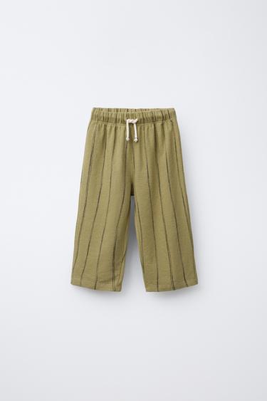 Zara PRUGASTE PANTALONE – Zelena