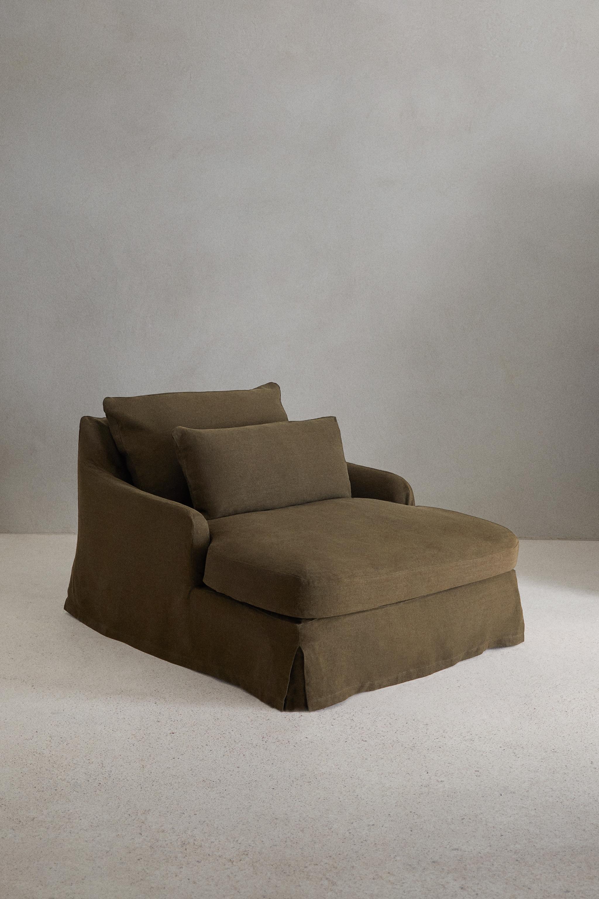 LOVESEAT 01 LINEN COVER — Khaki