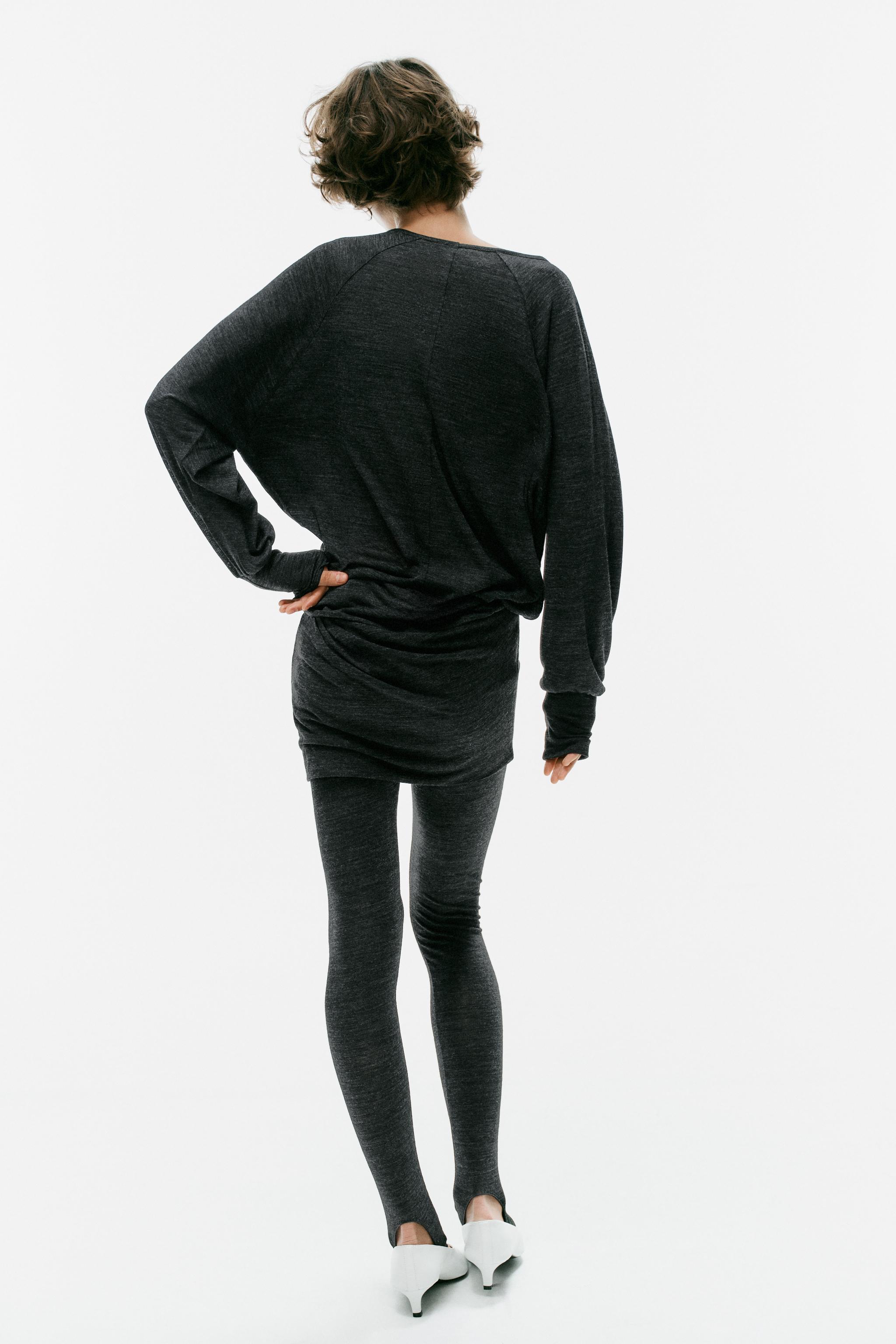 Zara DRAPE DETAYLI UZUN T-SHIRT görsel 5