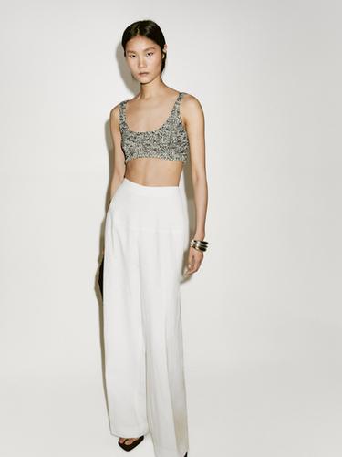 Bralette corto punto con algodón - Limited edition - Blanco / Marino de Zara