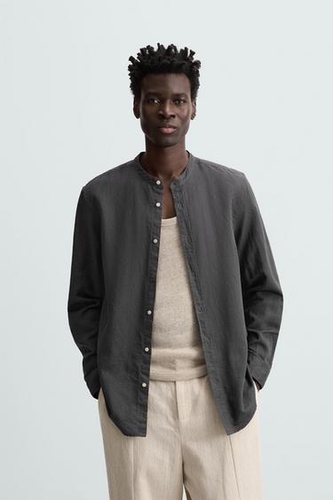 CAMISA LINO - ALGODÓN - Carbón de Zara