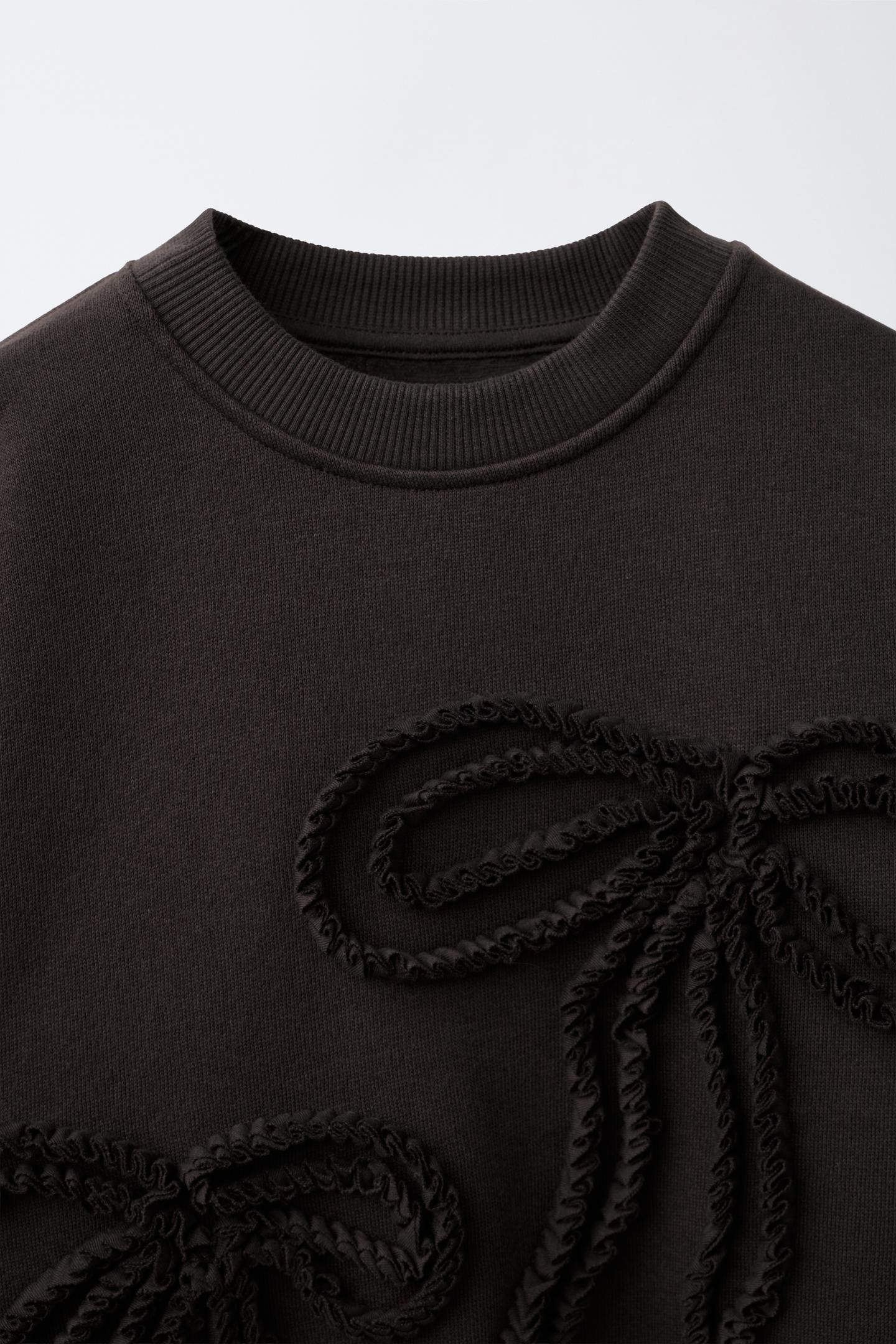 Детские толстовки Zara Bow AppliquÉ Sweatshirt, цвет: Коричневый — фото 3
