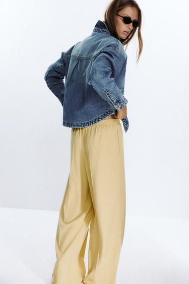 WIDE-LEG SEAM TROUSERS - Yellow by Zara - Image 3