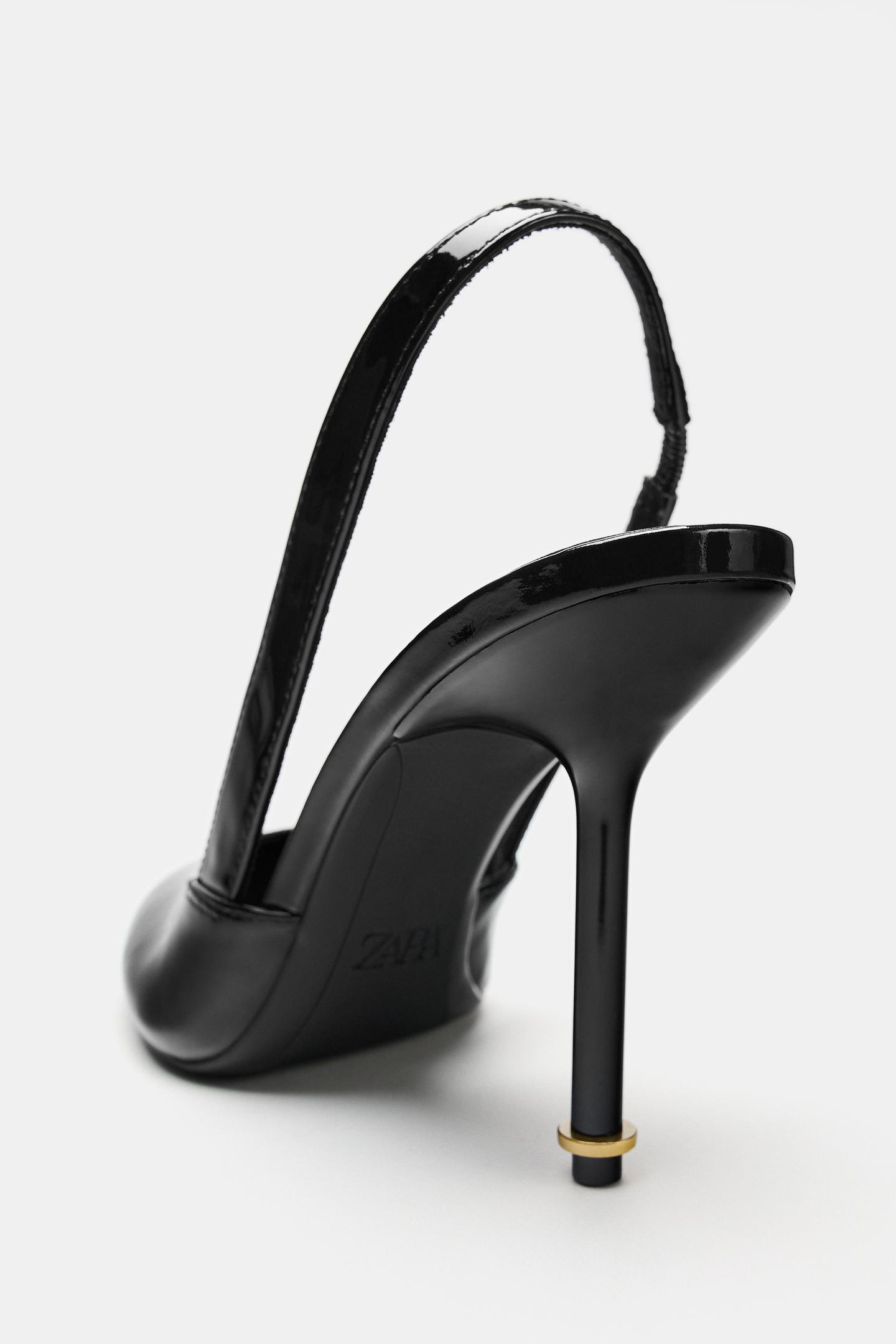 Женские туфли Zara Metallic Detail Heeled, цвет: Чёрный — фото 7