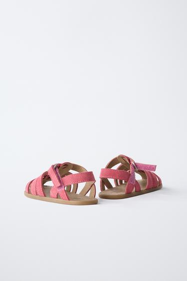SANDALES STYLE PLAGE EN CUIR - Rose de Zara - Image 5