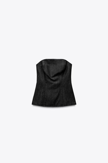 HAUT TUBE EN JEAN TRF - Gris anthracite de Zara - Image 4