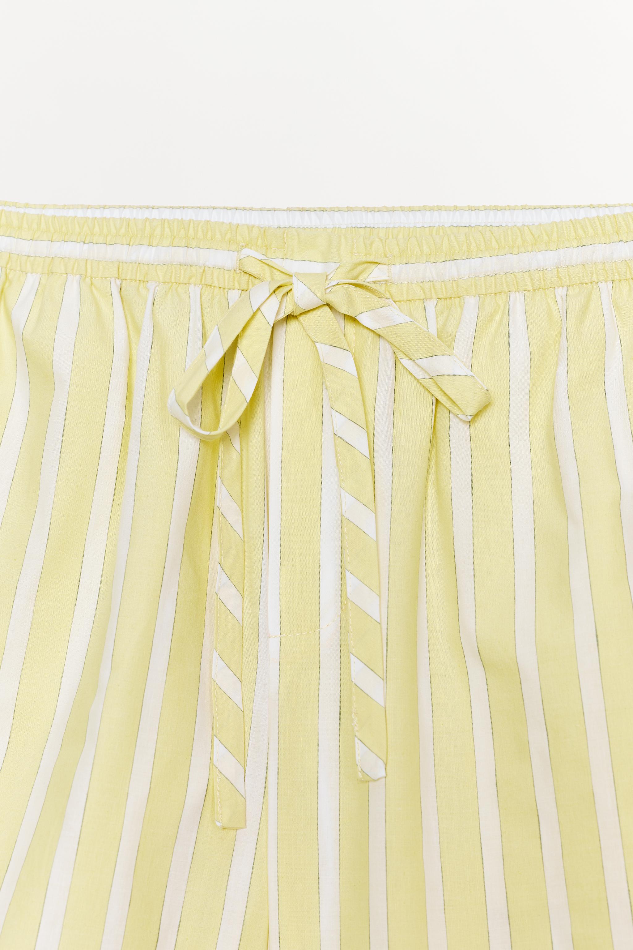 ZARA ストライプ柄パジャマバミューダパンツ 9404/002 ストライプ柄パジャマバミューダパンツ - イエロー | ZARA Japan