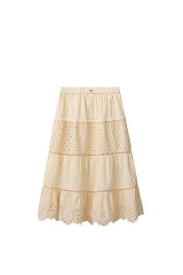 FALDA LARGA PANELES SCHIFFLY - Mantequilla de Zara