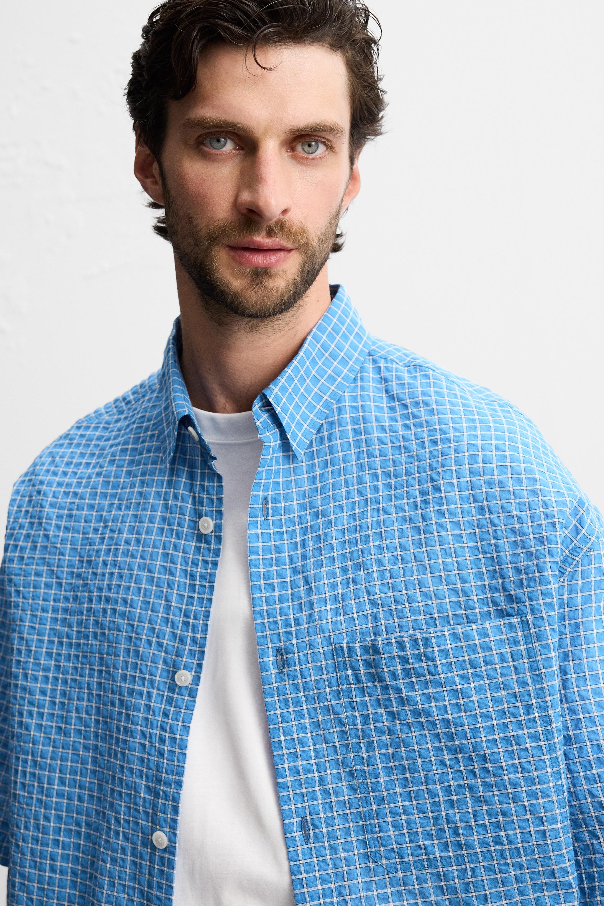 TEXTURED PLAID SHIRT - Bluish | ZARA United States