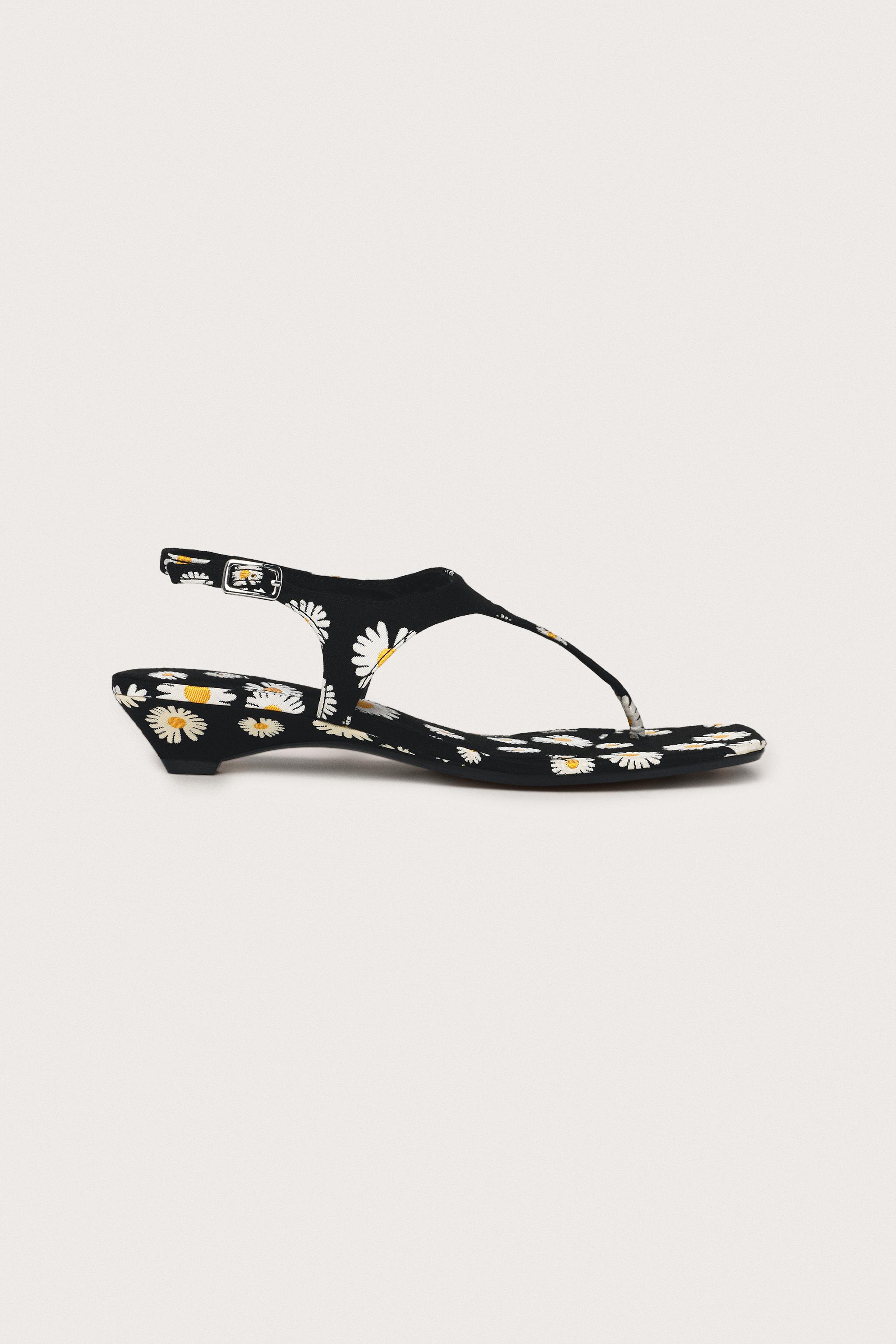 LIMITED EDITION PRINTED KITTEN HEEL SANDALS