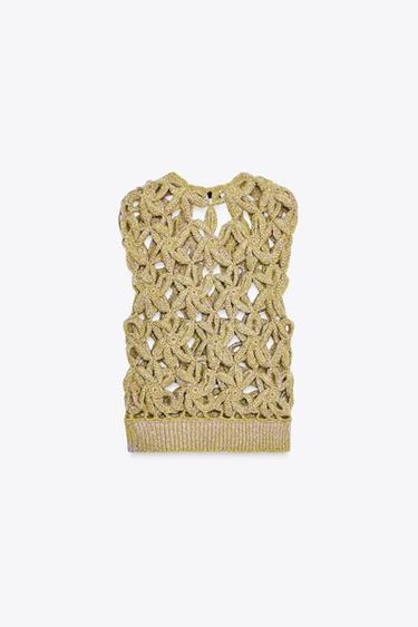 TOP GILET EN MAILLE CROCHET DÉGRADÉ - Multicolore de Zara - Image 5