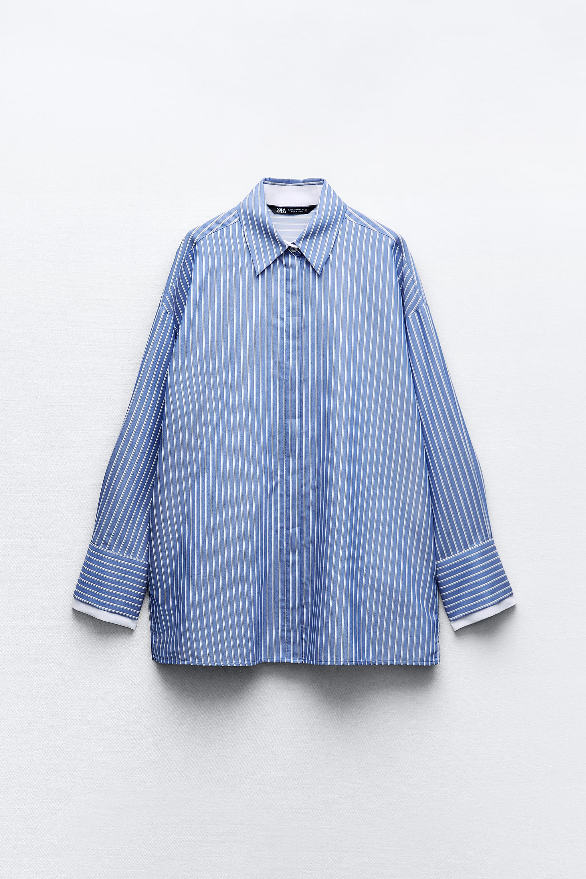 CAMISA DE GABARDINA OVERSIZE - Azul