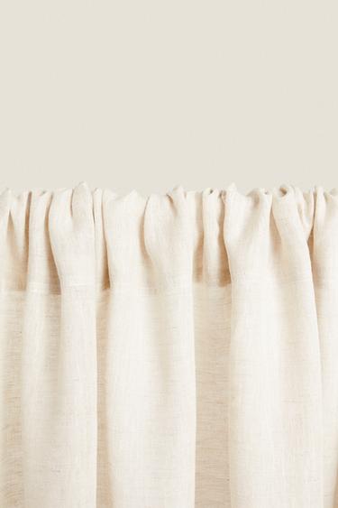 DOUBLE WIDTH LINEN CURTAIN WITH MEDIUM OPACITY - Light beige by Zara - Image 2