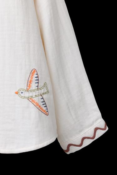Zara EMBROIDERED SHIRT - Ecru