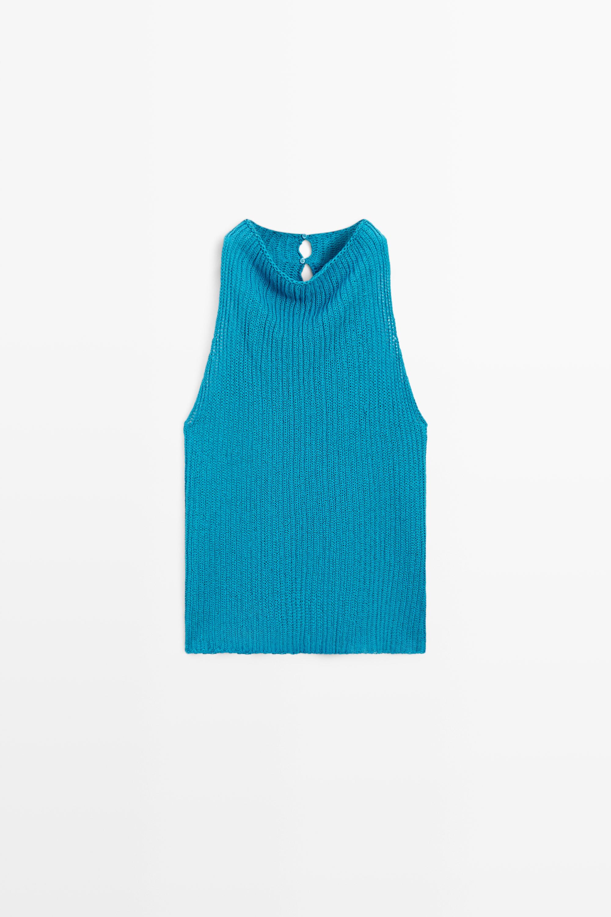 Linen knit top with button details