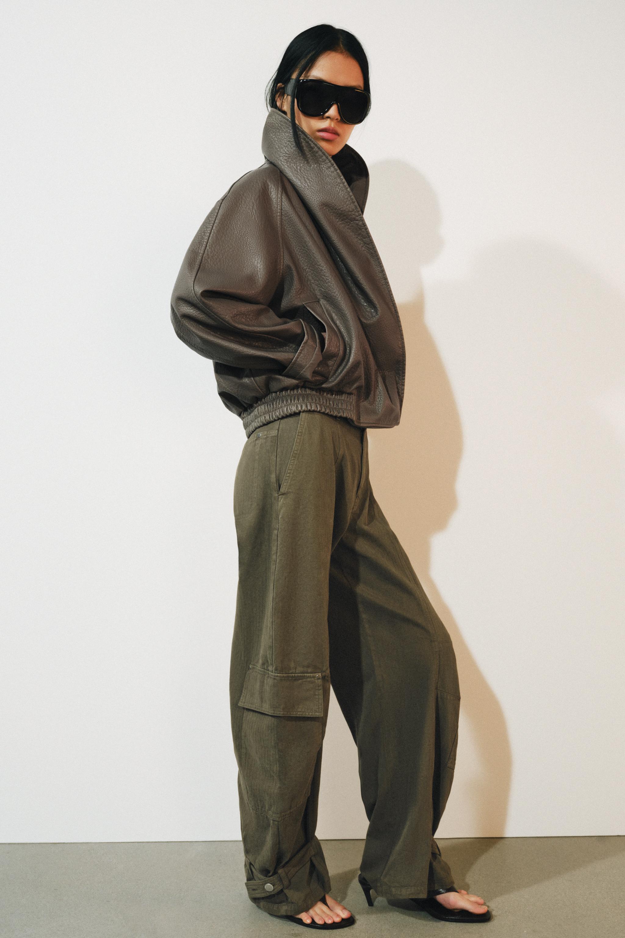 Женские брюки Zara ZW COLLECTION BARREL CARGO PANTS — фото 6