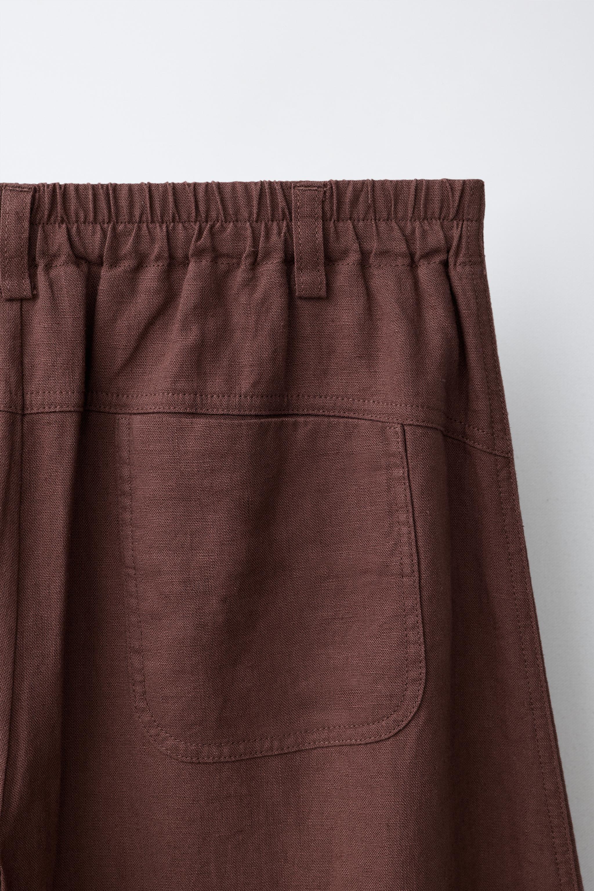 LINEN BARREL PANTS