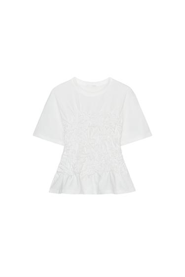 Zara SHORT SLEEVE RUCHED TOP - White