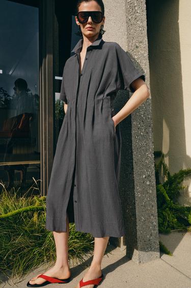 GAUN KEMEJA ZW COLLECTION - Abu-abu dari Zara