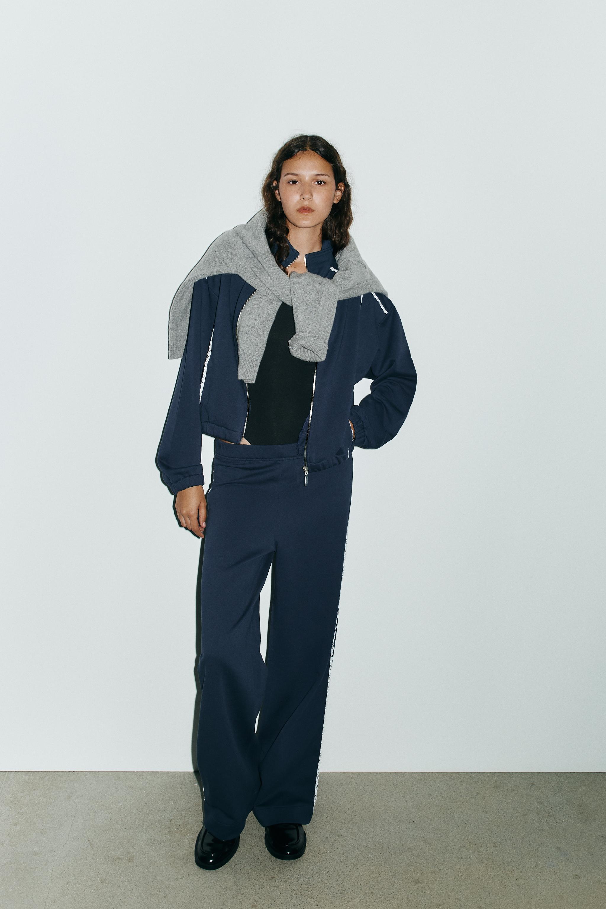 レースボリュームスウェットシャツ - ネイビーブルー | ZARA