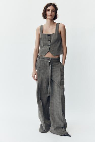 CHECK WAISTCOAT - Brown by Zara - Image 0