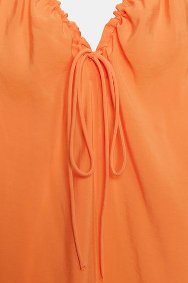 ROBE MI-LONGUE FLUIDE À NŒUD - Orange de Zara - Image 3