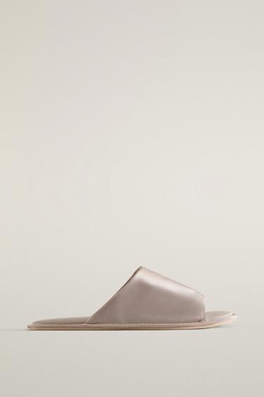 SILK SLIDER SLIPPERS — Taupe Gray 2