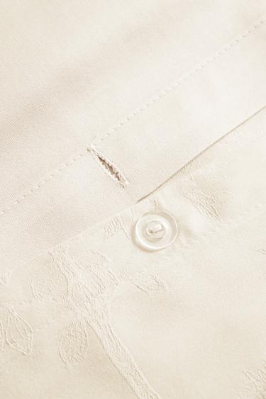 SATEEN JACQUARD DUVET COVER - Oyster-white by Zara