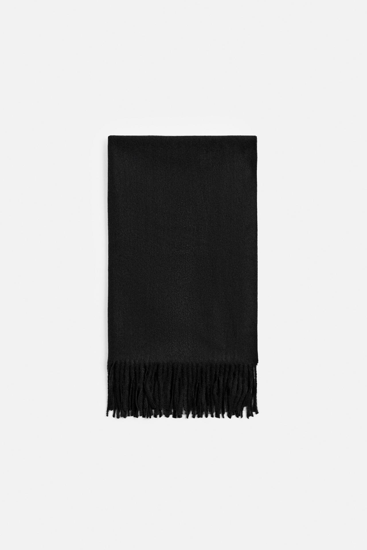 FRINGED SCARF - Black by Zara