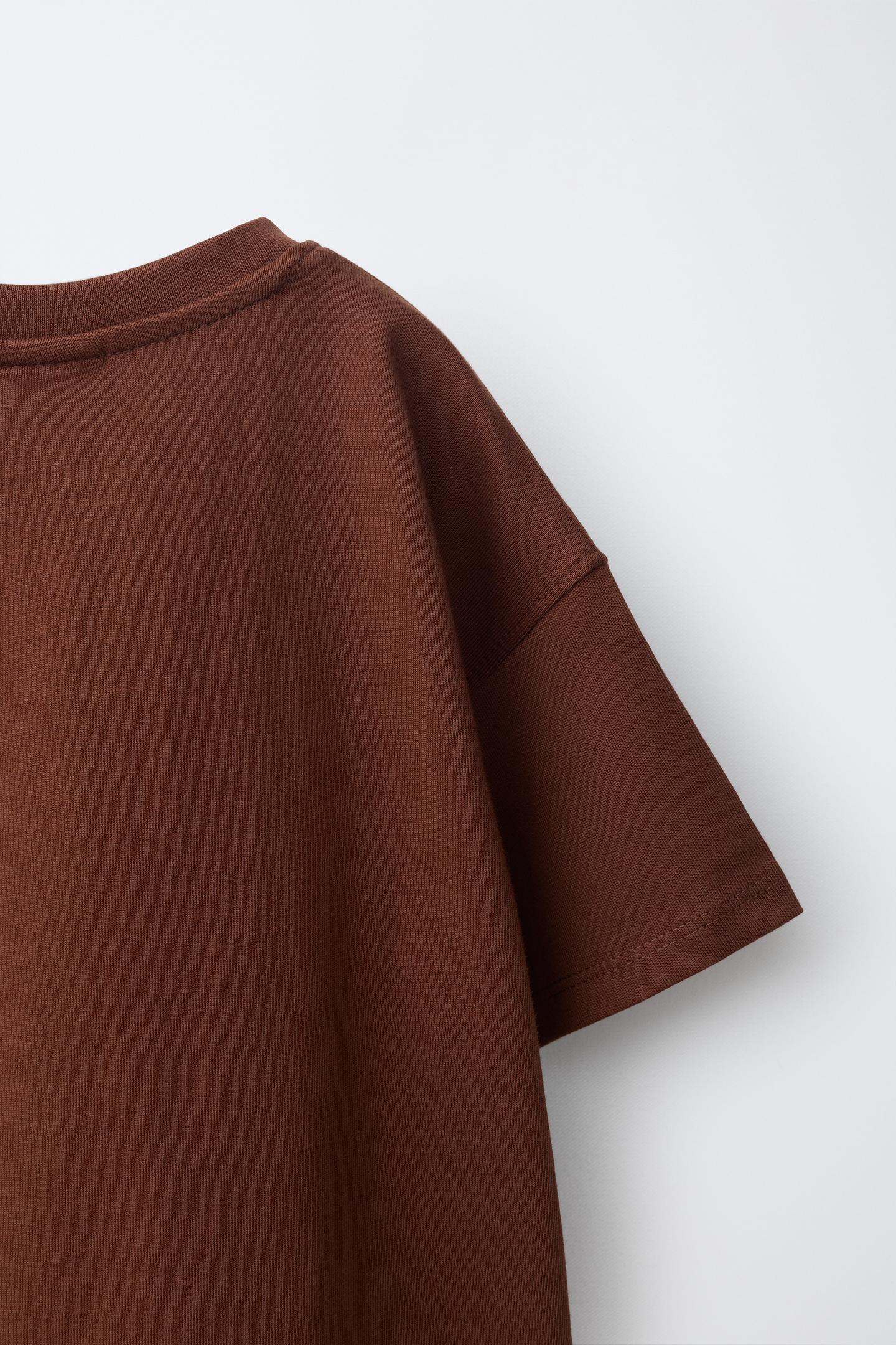 Детская футболка Zara Text Print, цвет: Шоколадный — фото 5