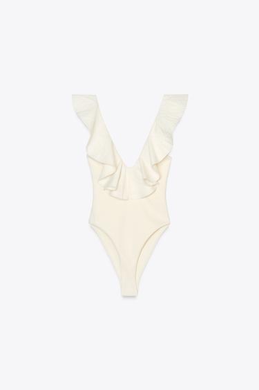 BODY BIMATIÈRE À VOLANTS - Écru de Zara - Image 7