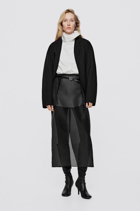 Falda midi pliegues 100% seda - LIMITED EDITION - Negro de Zara - Imagen 0