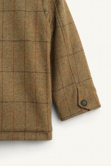 CHECK FAUX SHEARLING COAT WITH WOOL LIMITED EDITION - olive green by Zara
